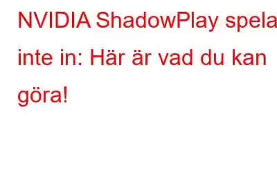 NVIDIA ShadowPlay spelar inte in: Här är vad du kan göra!