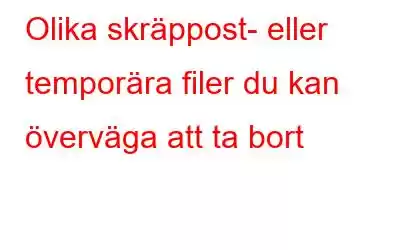 Olika skräppost- eller temporära filer du kan överväga att ta bort