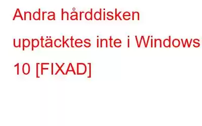 Andra hårddisken upptäcktes inte i Windows 10 [FIXAD]