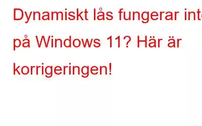 Dynamiskt lås fungerar inte på Windows 11? Här är korrigeringen!