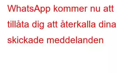 WhatsApp kommer nu att tillåta dig att återkalla dina skickade meddelanden