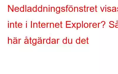 Nedladdningsfönstret visas inte i Internet Explorer? Så här åtgärdar du det