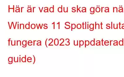 Här är vad du ska göra när Windows 11 Spotlight slutar fungera (2023 uppdaterad guide)