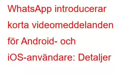 WhatsApp introducerar korta videomeddelanden för Android- och iOS-användare: Detaljer