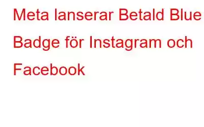 Meta lanserar Betald Blue Badge för Instagram och Facebook